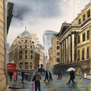 Bank with Walkie Talkie in Background
