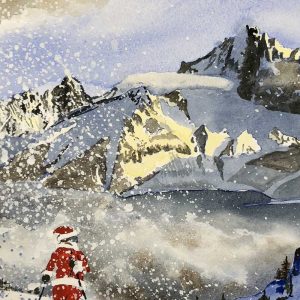 Father Christmas Looking at the Mountain (Pack of 5 cards)