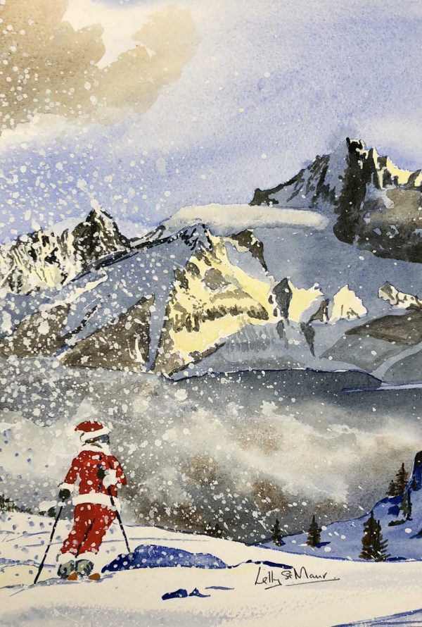 Father Christmas Looking at the Mountain (Pack of 5 cards)