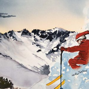 Father Christmas on Yellow Skis (Pack of 5, available in 2 sizes)