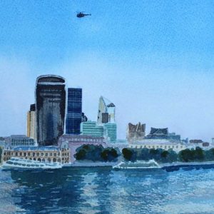 Helicopters Flying Down the River Thames